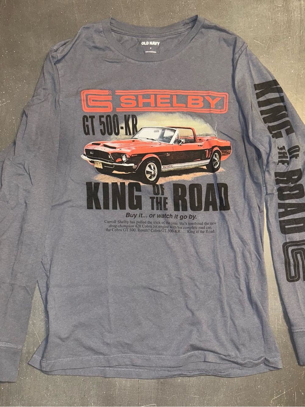 Old Navy Blue Long-Sleeve Shelby GT500-KR Graphic Tee